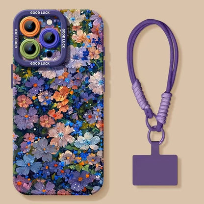 Flower Phone Case with Detachable Strap